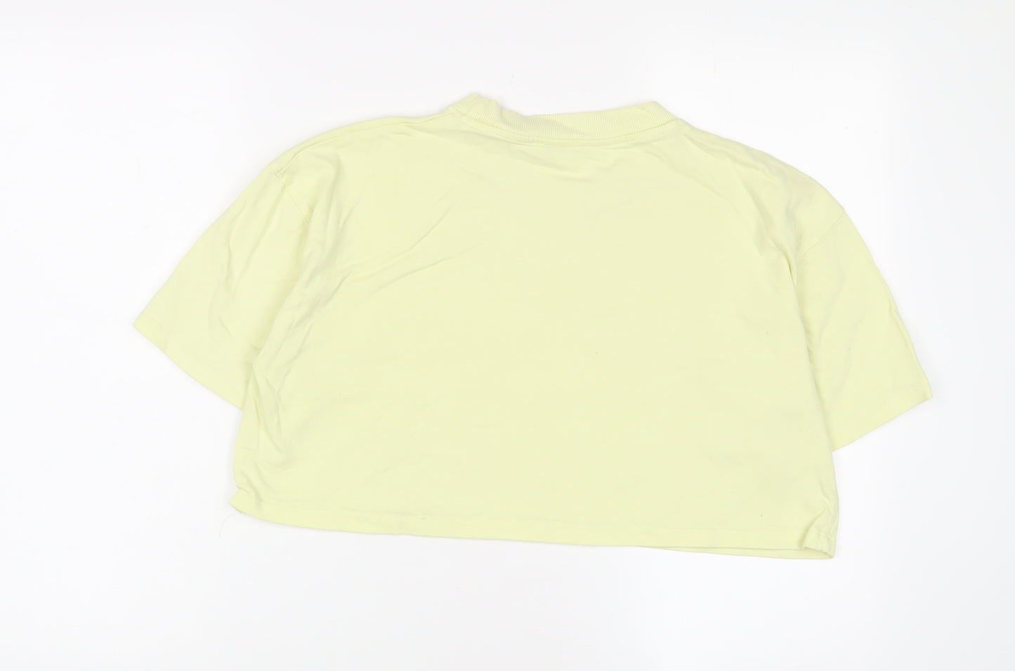 Zara Womens Green Cotton Cropped T-Shirt Size M Crew Neck