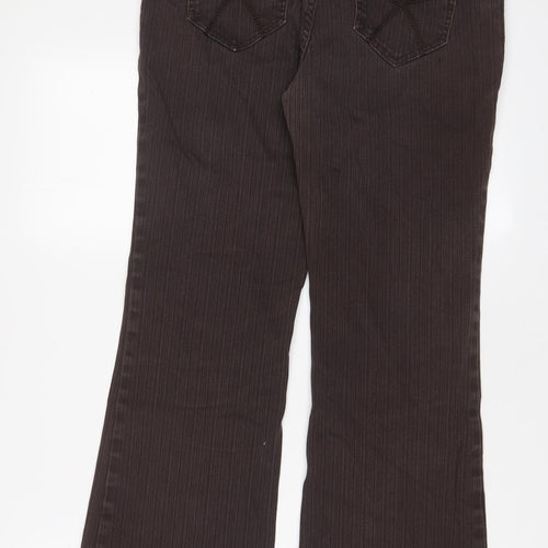 M&Co Womens Brown Cotton Bootcut Jeans Size 12 L29 in Regular Zip