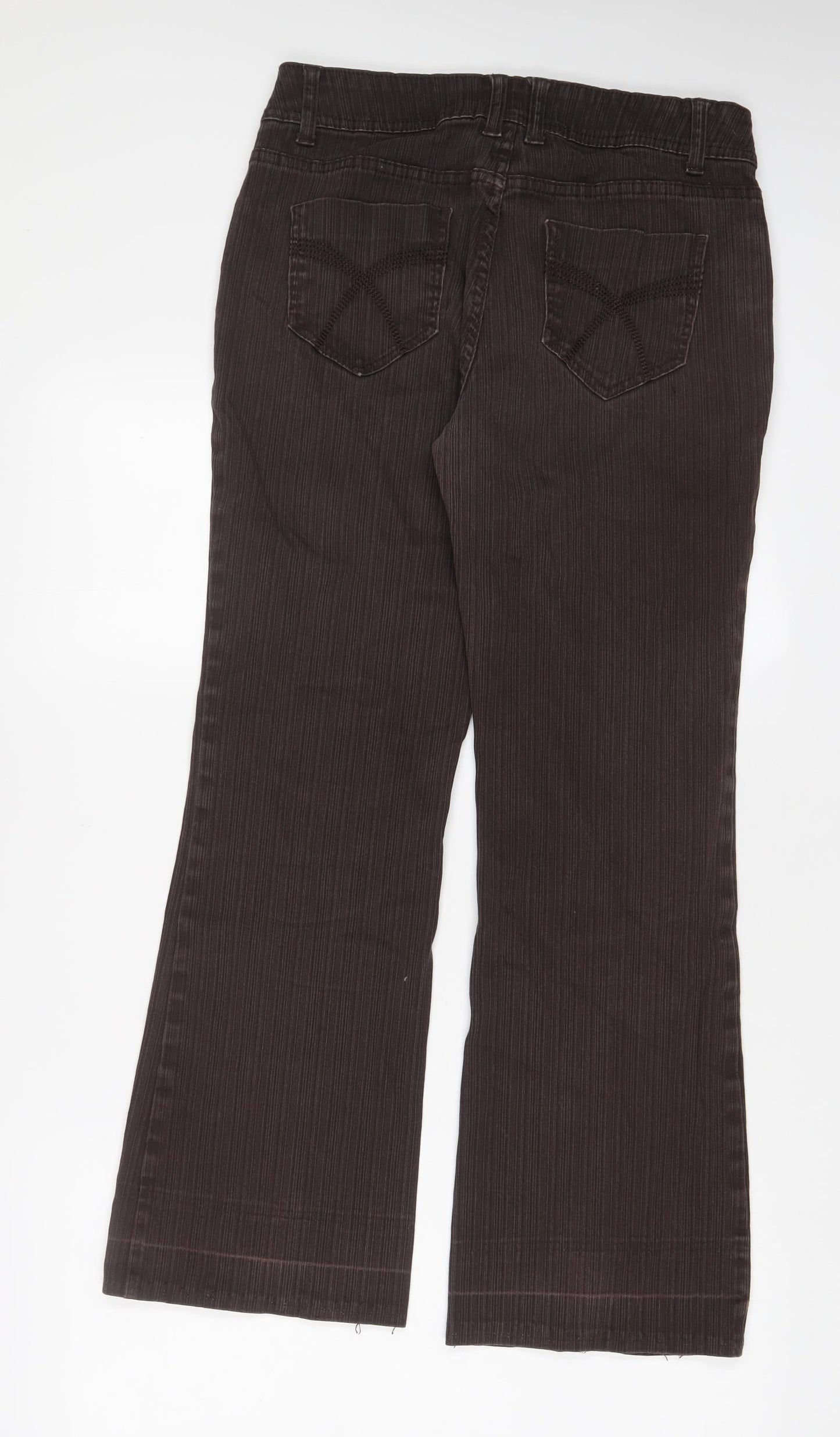 M&Co Womens Brown Cotton Bootcut Jeans Size 12 L29 in Regular Zip