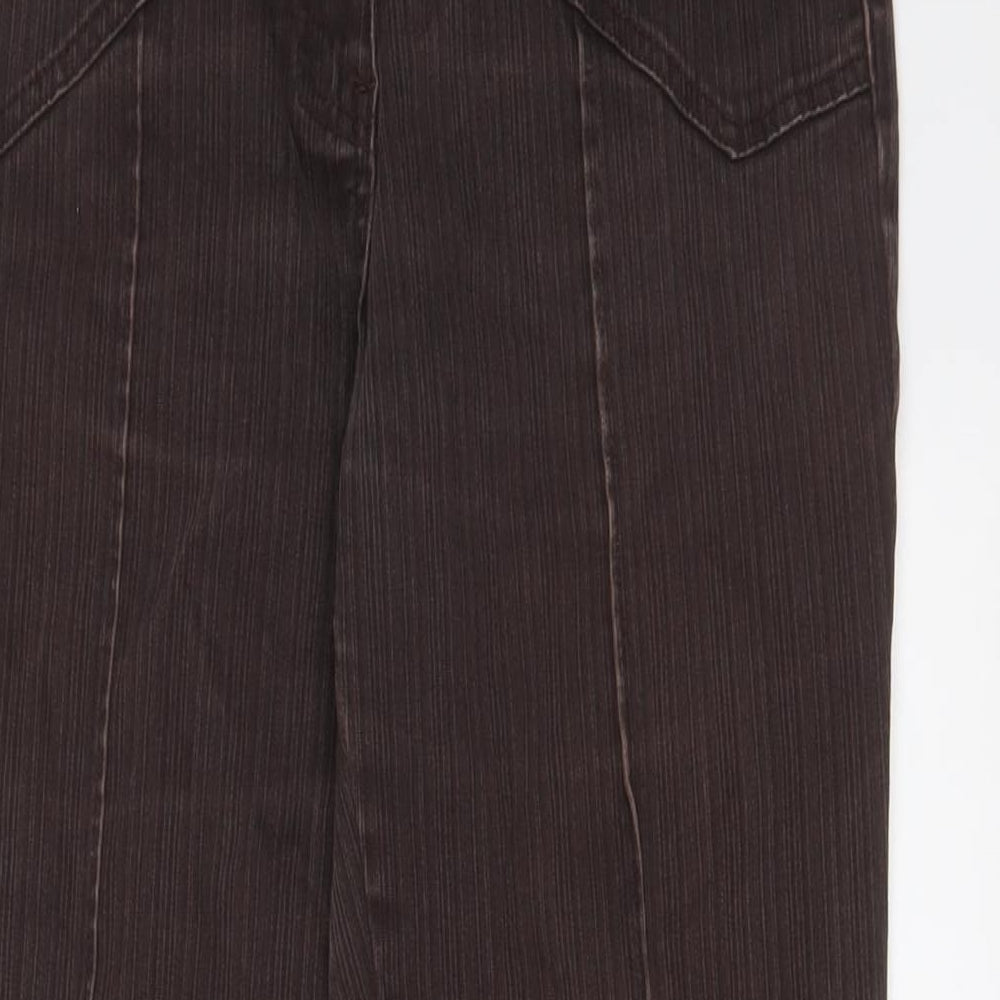 M&Co Womens Brown Cotton Bootcut Jeans Size 12 L29 in Regular Zip