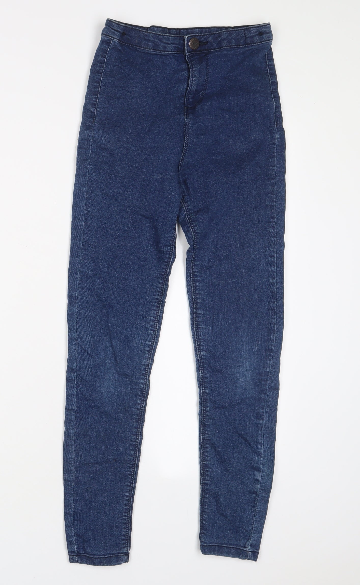 Matalan Girls Blue Cotton Skinny Jeans Size 12 Years L24 in Regular Zip - Adjustable waist