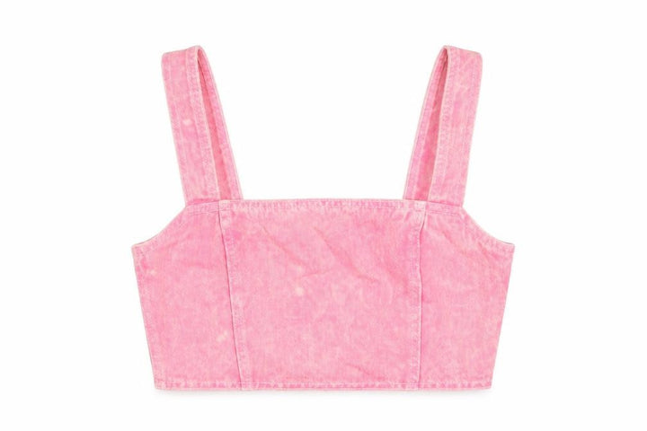 Nasty Gal Womens Pink Cotton Cropped Tank Size 8 Square Neck