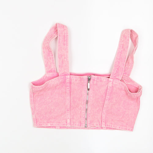 Nasty Gal Womens Pink Cotton Cropped Tank Size 8 Square Neck