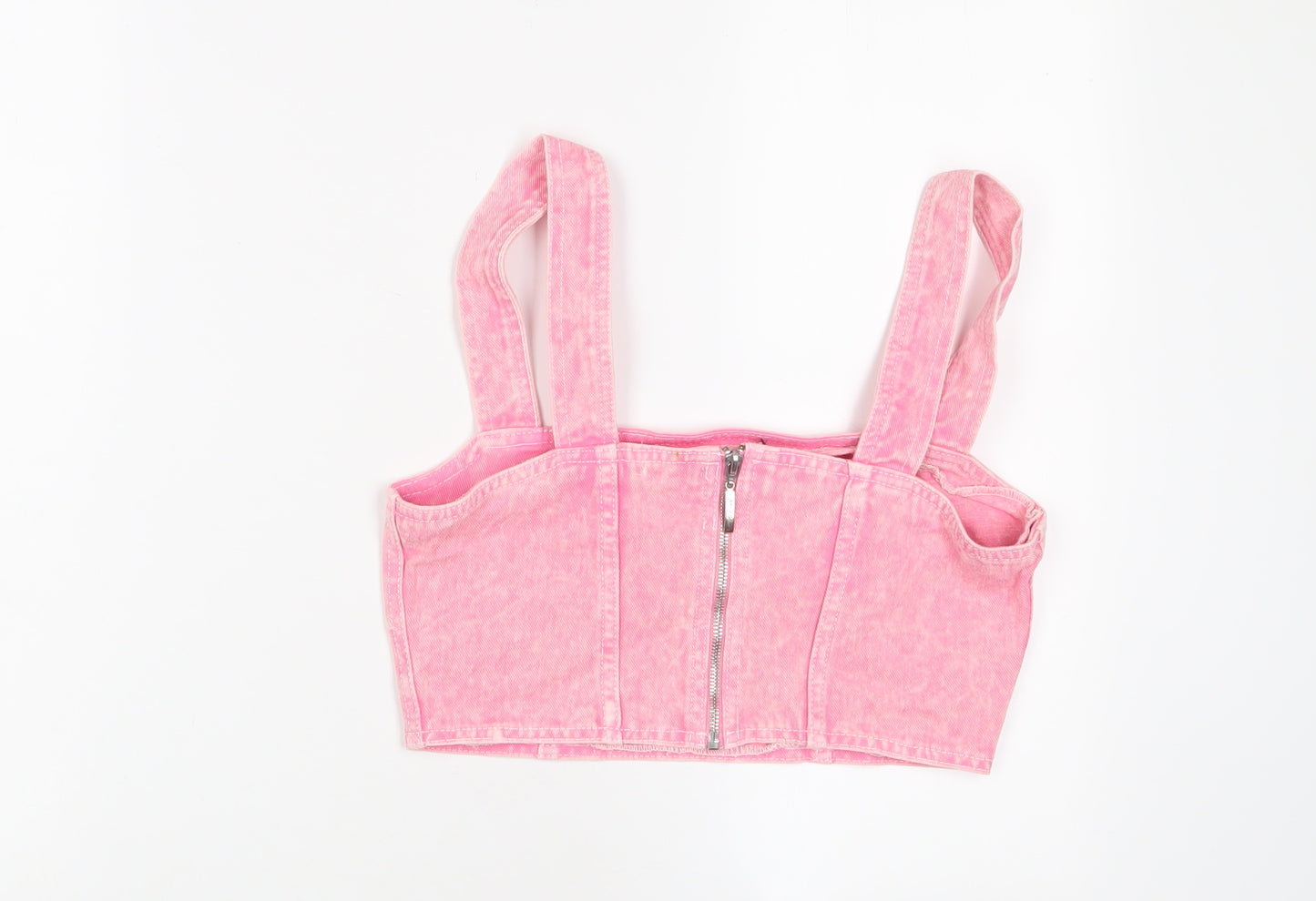 Nasty Gal Womens Pink Cotton Cropped Tank Size 8 Square Neck