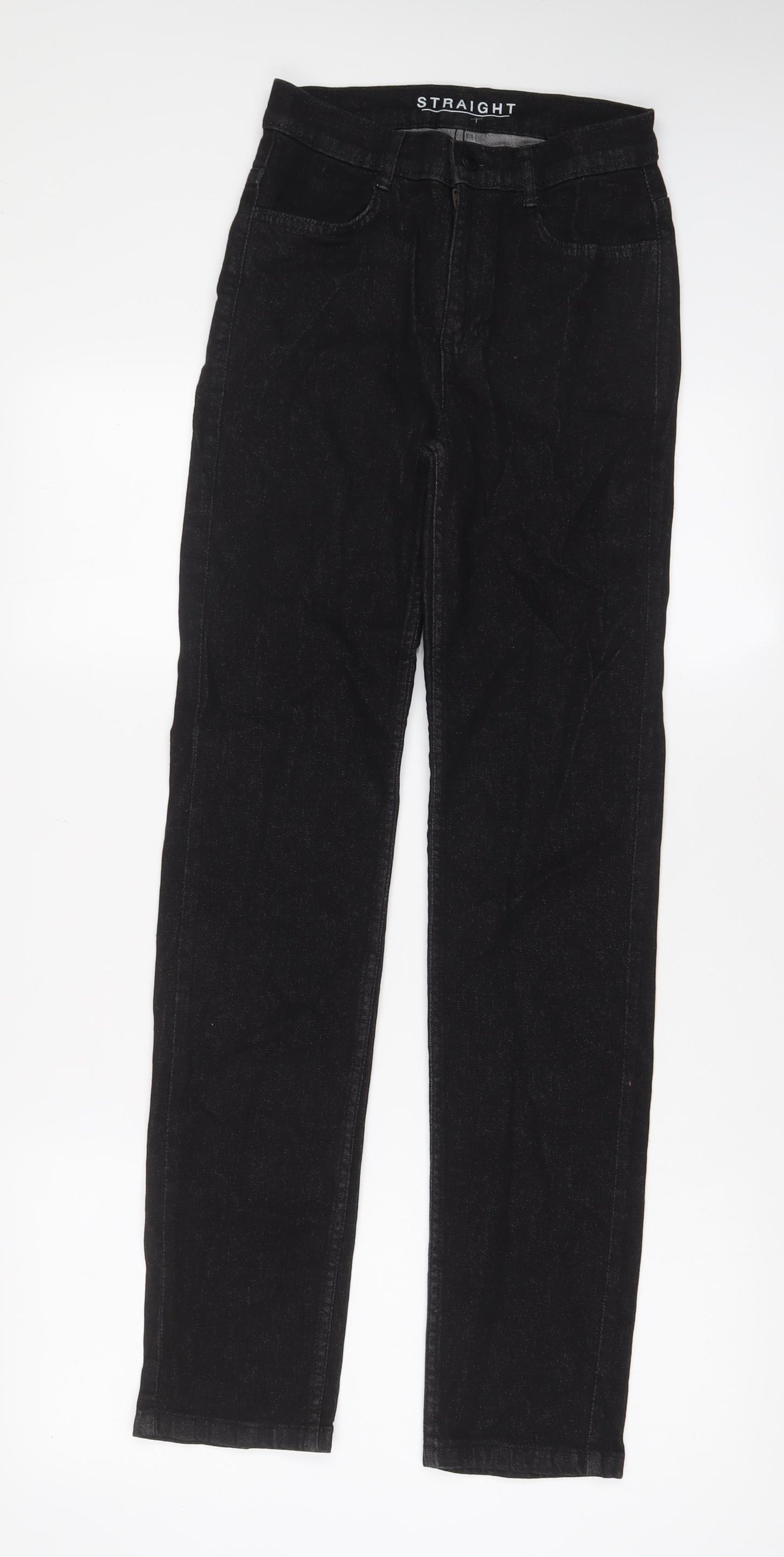 Marks and Spencer Womens Black Cotton Straight Jeans Size 6 L31 in Regular Zip