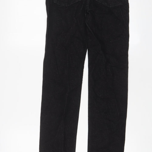 Marks and Spencer Womens Black Cotton Straight Jeans Size 6 L31 in Regular Zip