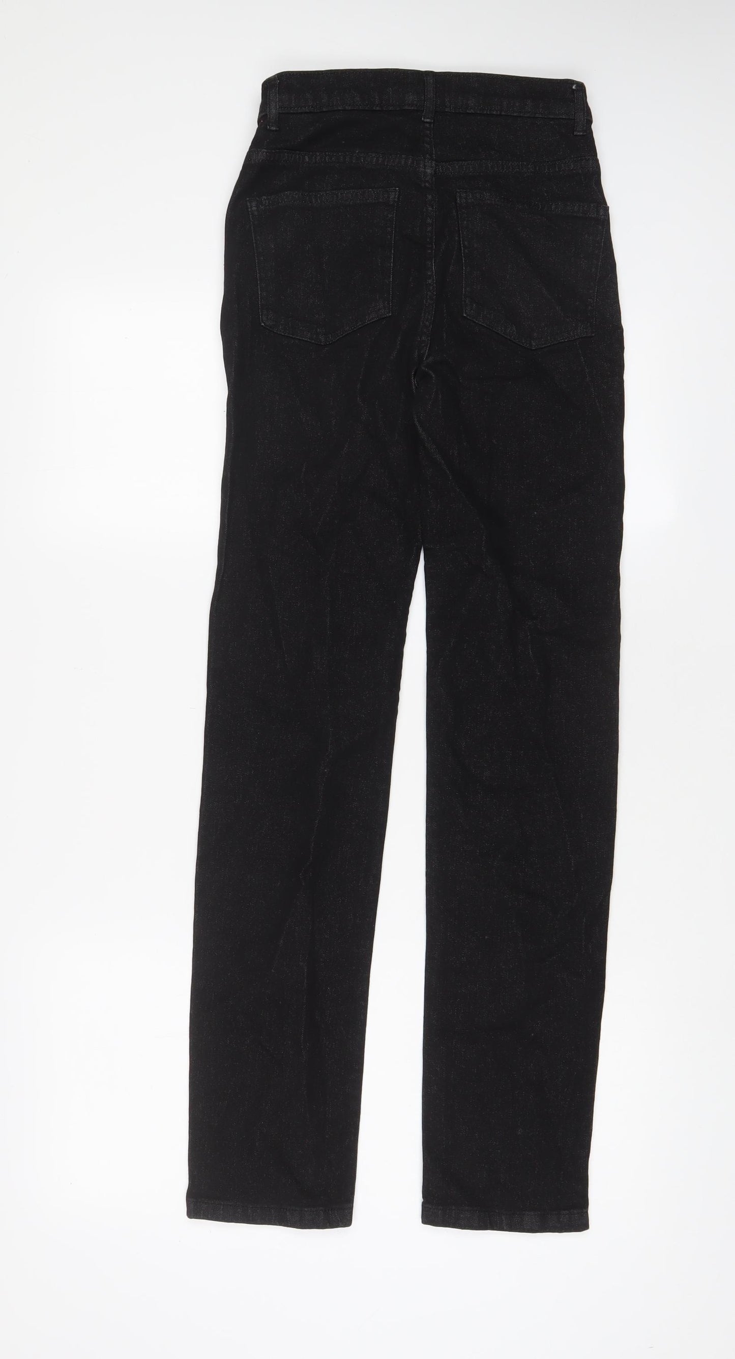 Marks and Spencer Womens Black Cotton Straight Jeans Size 6 L31 in Regular Zip