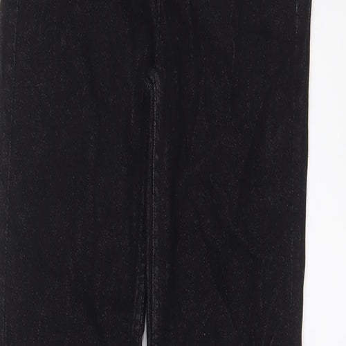Marks and Spencer Womens Black Cotton Straight Jeans Size 6 L31 in Regular Zip