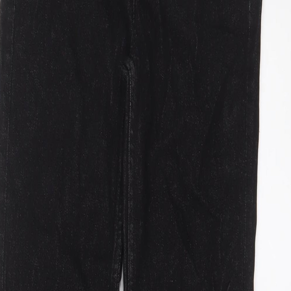 Marks and Spencer Womens Black Cotton Straight Jeans Size 6 L31 in Regular Zip