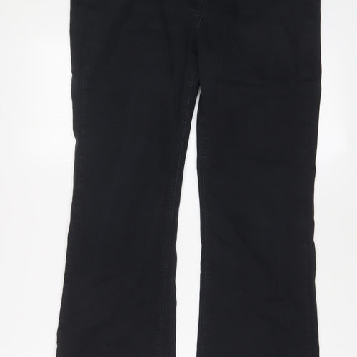Matalan Womens Black Cotton Bootcut Jeans Size 14 L28 in Regular Zip