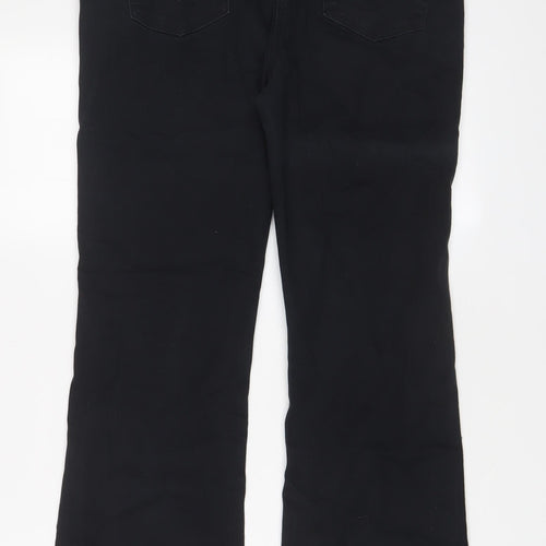 Matalan Womens Black Cotton Bootcut Jeans Size 14 L28 in Regular Zip