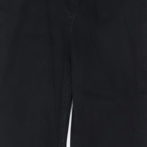 Matalan Womens Black Cotton Bootcut Jeans Size 14 L28 in Regular Zip
