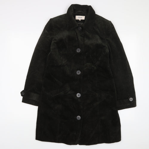 Classic Womens Green Overcoat Coat Size 8 Button - Pockets