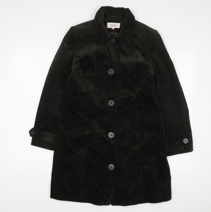 Classic Womens Green Overcoat Coat Size 8 Button - Pockets