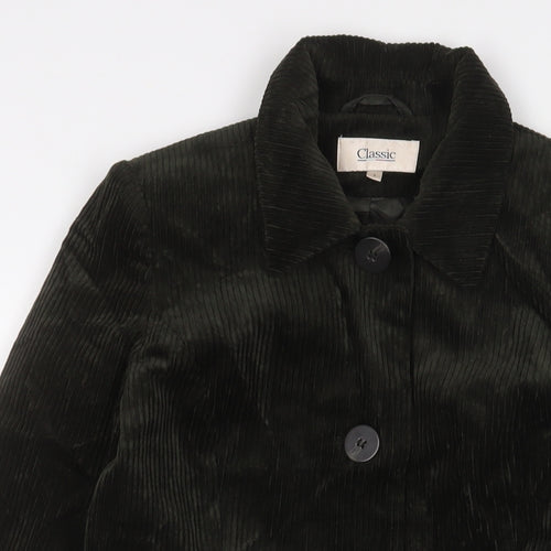 Classic Womens Green Overcoat Coat Size 8 Button - Pockets