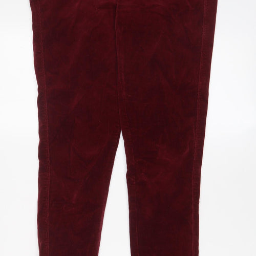 New Look Womens Red Cotton Trousers Size 8 L29 in Regular Zip