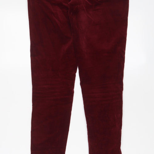 New Look Womens Red Cotton Trousers Size 8 L29 in Regular Zip