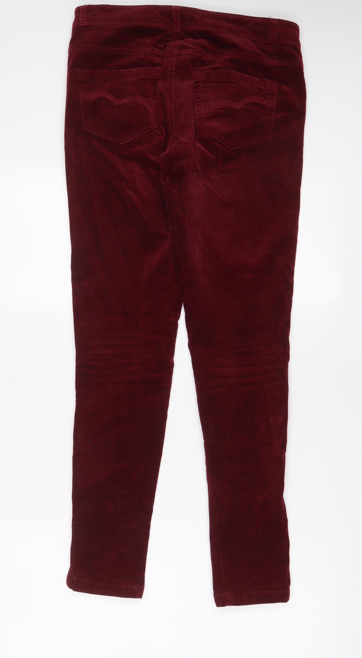 New Look Womens Red Cotton Trousers Size 8 L29 in Regular Zip