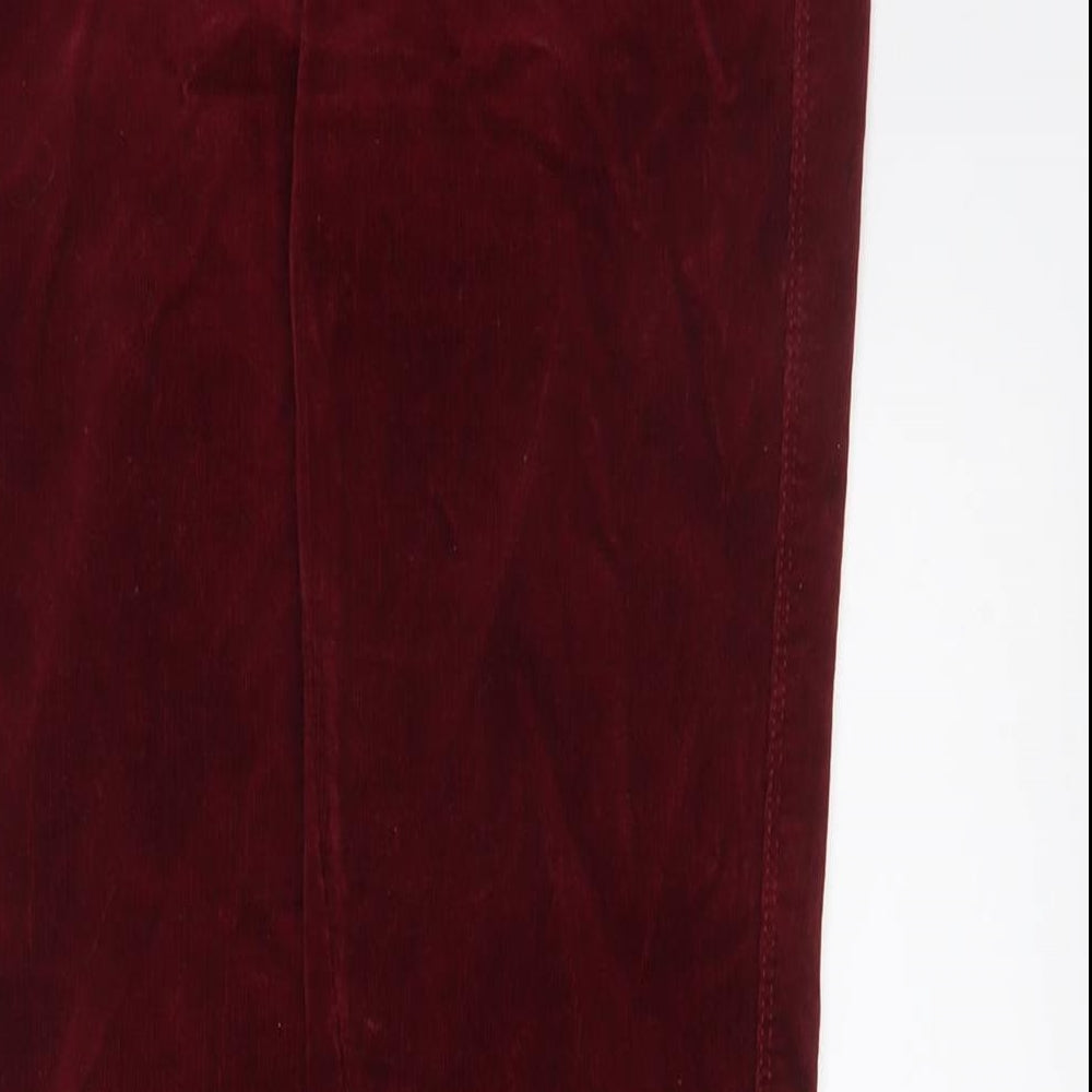 New Look Womens Red Cotton Trousers Size 8 L29 in Regular Zip