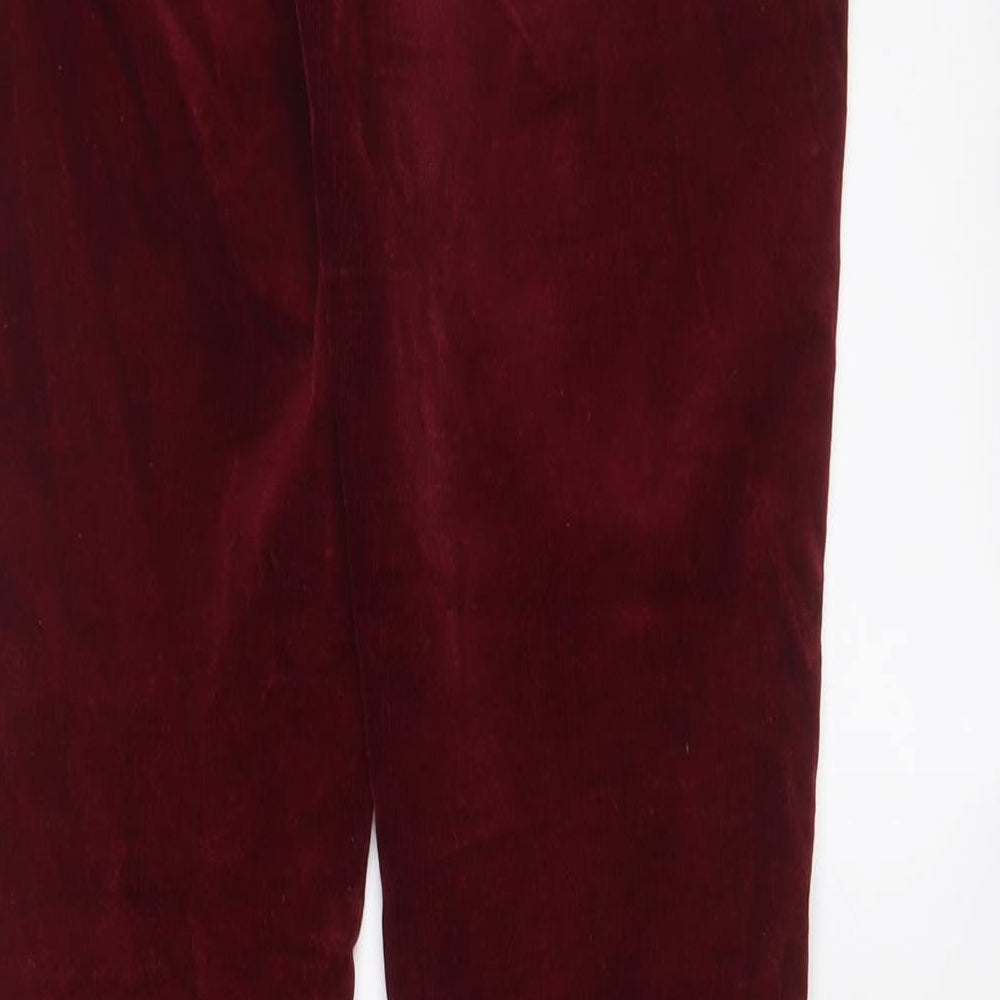 New Look Womens Red Cotton Trousers Size 8 L29 in Regular Zip