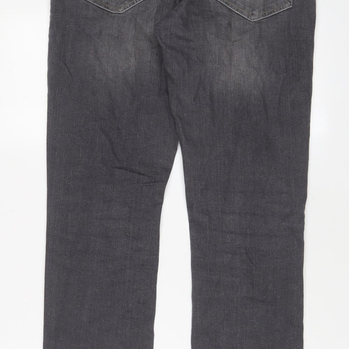 Denim & Co. Mens Grey Cotton Straight Jeans Size 32 in L32 in Regular Button