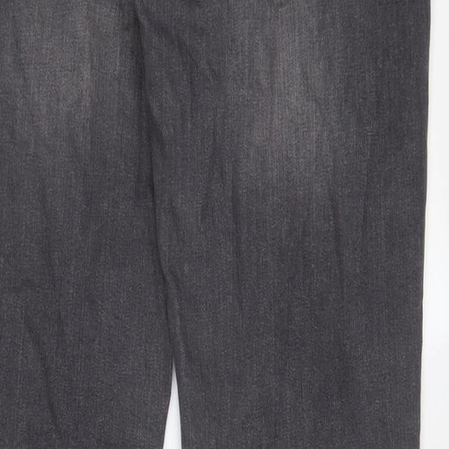 Denim & Co. Mens Grey Cotton Straight Jeans Size 32 in L32 in Regular Button