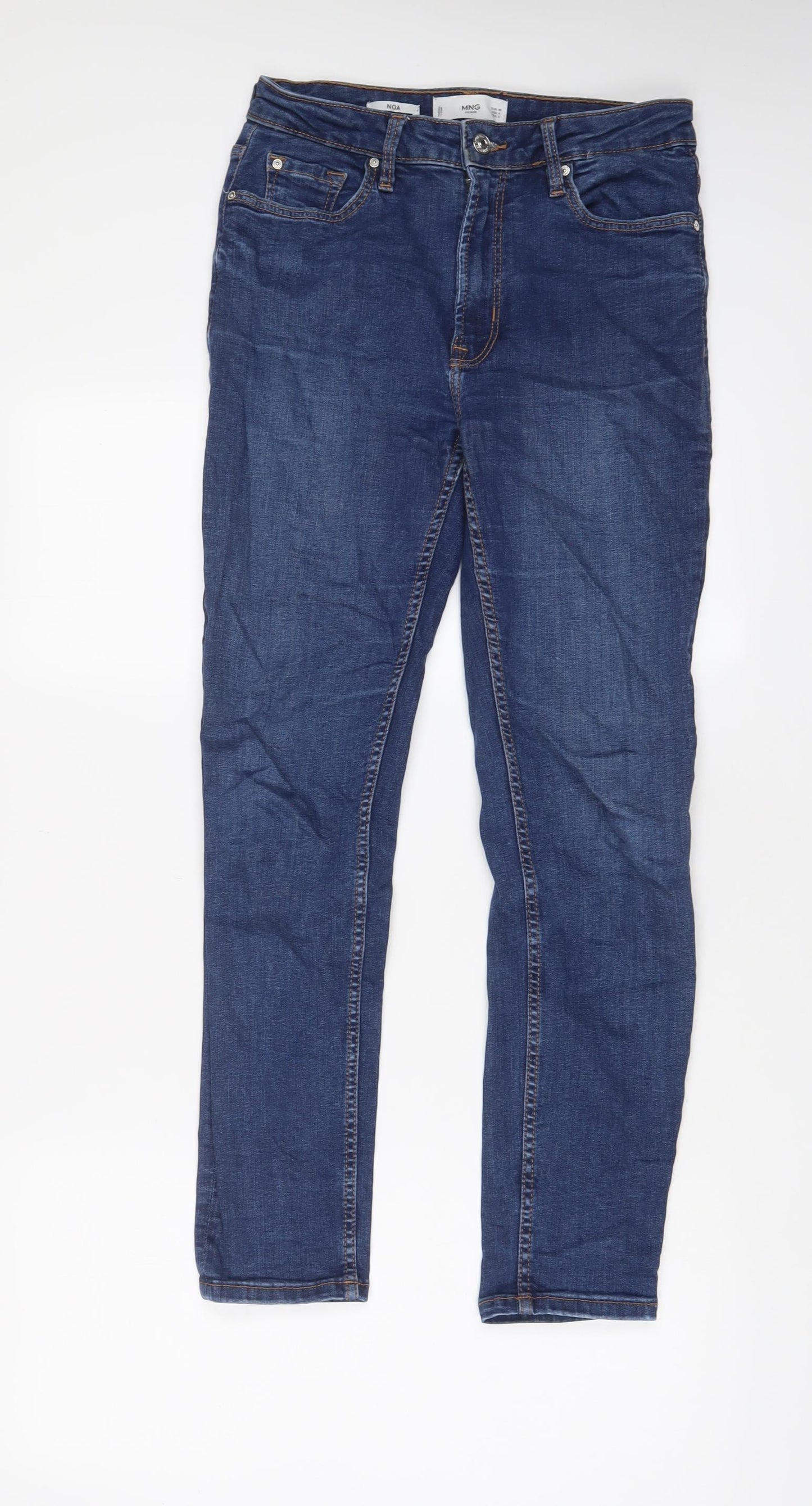 Mango Womens Blue Cotton Skinny Jeans Size 8 L28 in Regular Zip