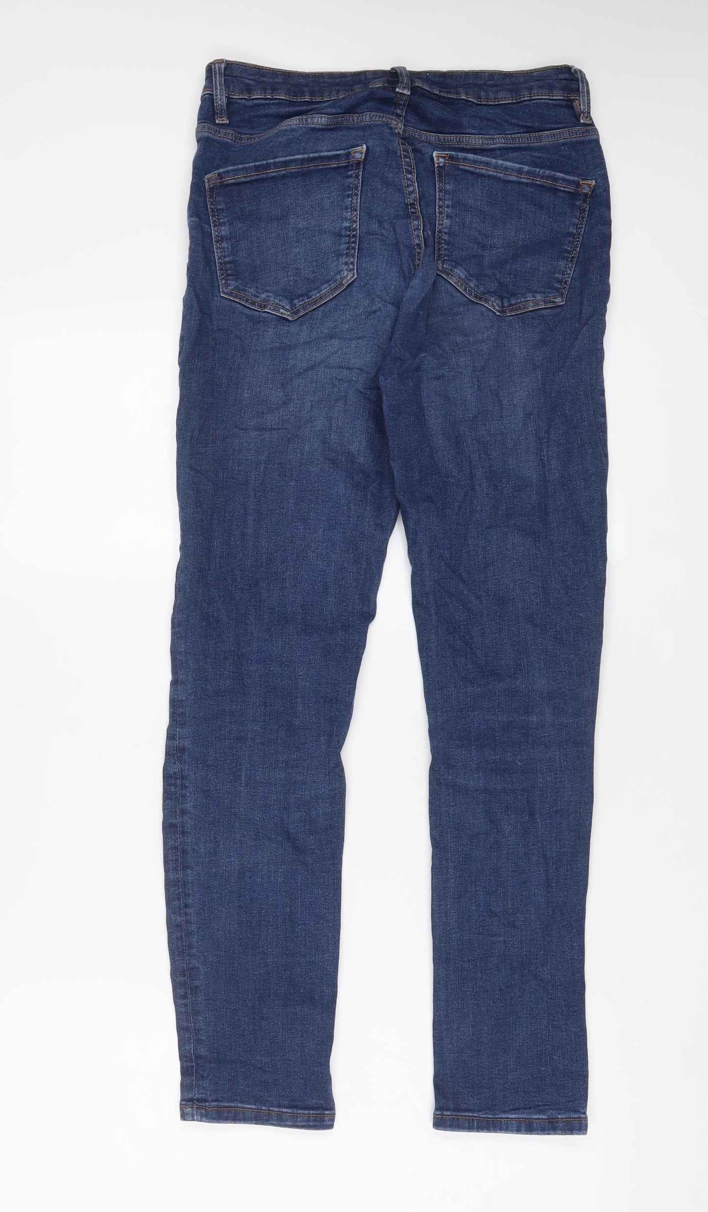 Mango Womens Blue Cotton Skinny Jeans Size 8 L28 in Regular Zip