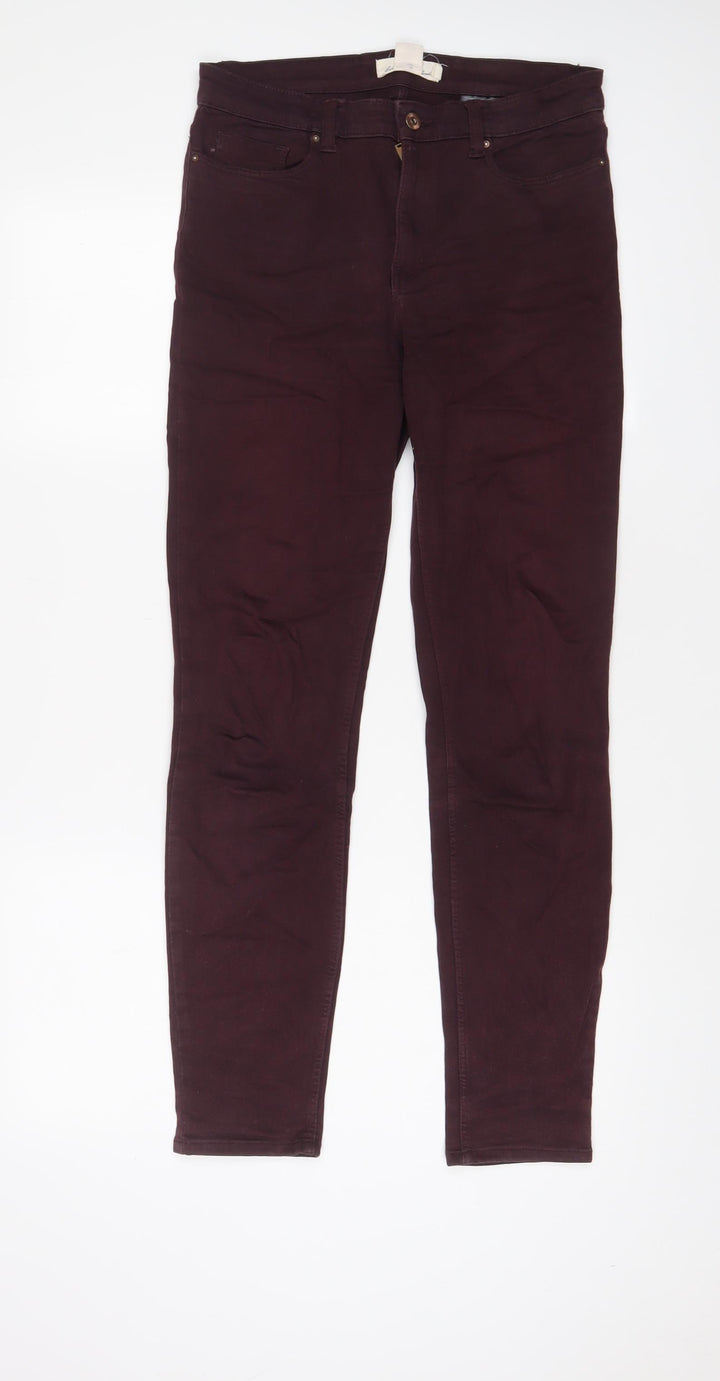 H&M Womens Purple Cotton Skinny Jeans Size 10 L29 in Regular Zip