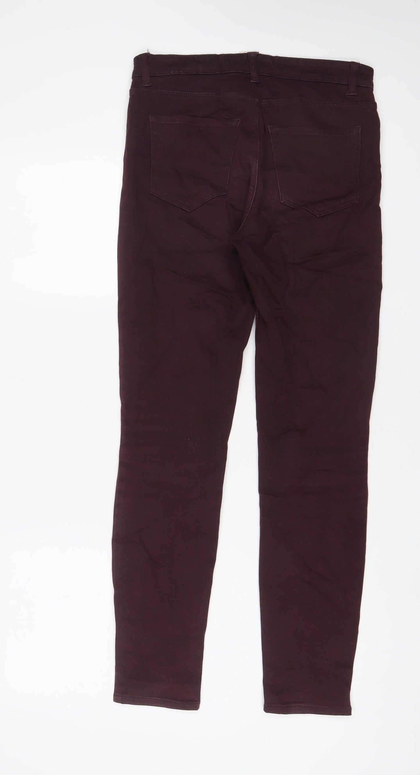 H&M Womens Purple Cotton Skinny Jeans Size 10 L29 in Regular Zip