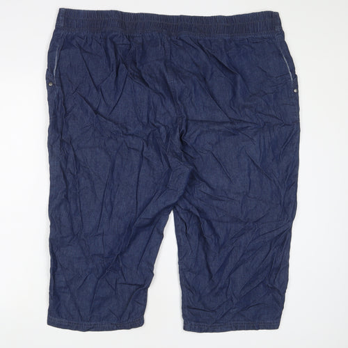 Bonmarché Womens Blue Cotton Bermuda Shorts Size 22 L18 in Regular Pull On