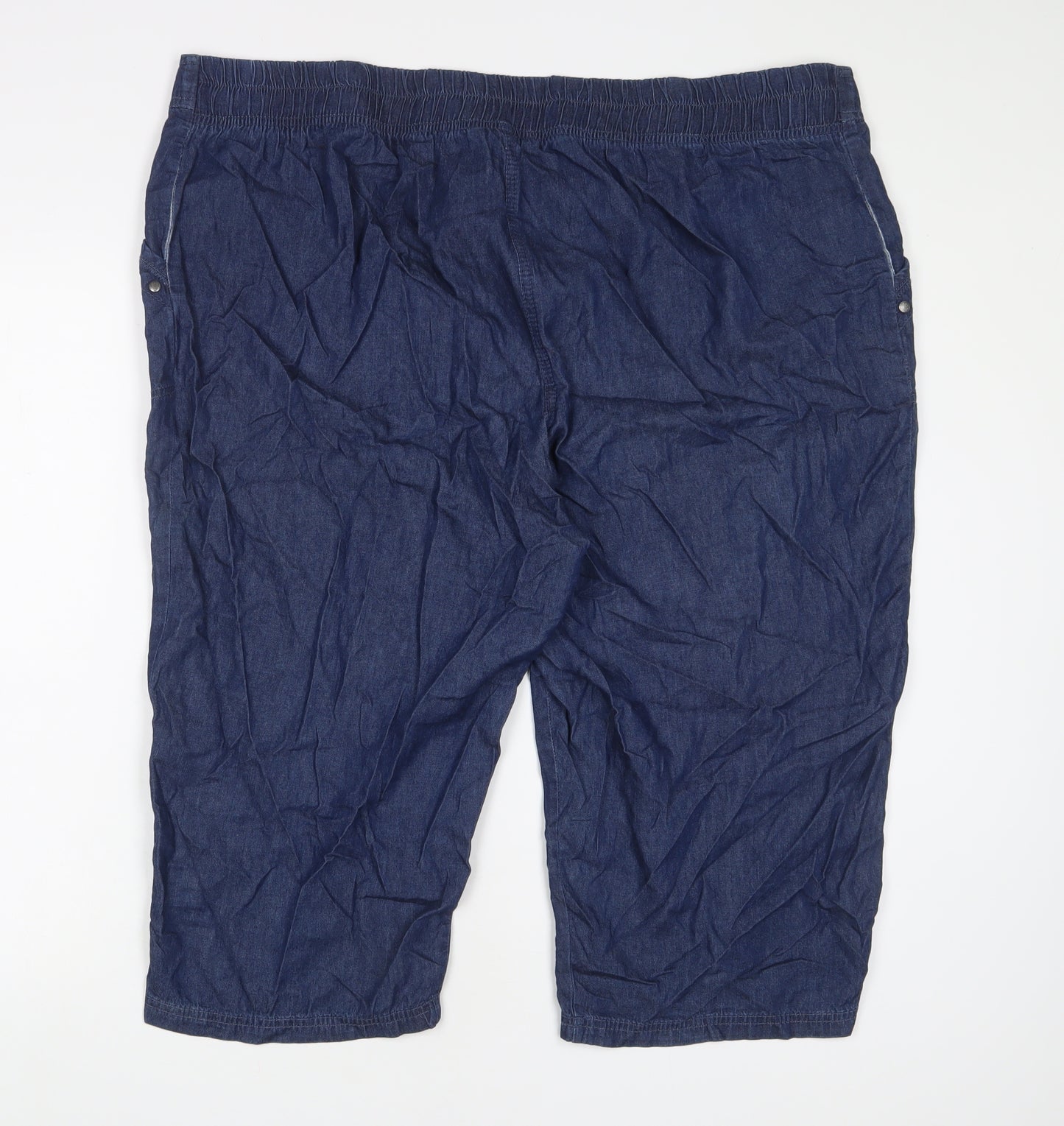 Bonmarché Womens Blue Cotton Bermuda Shorts Size 22 L18 in Regular Pull On