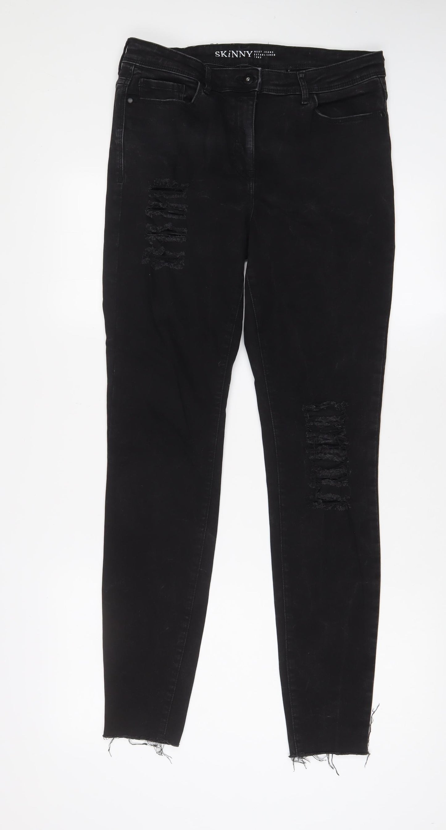 NEXT Womens Black Cotton Skinny Jeans Size 12 L30 in Regular Zip
