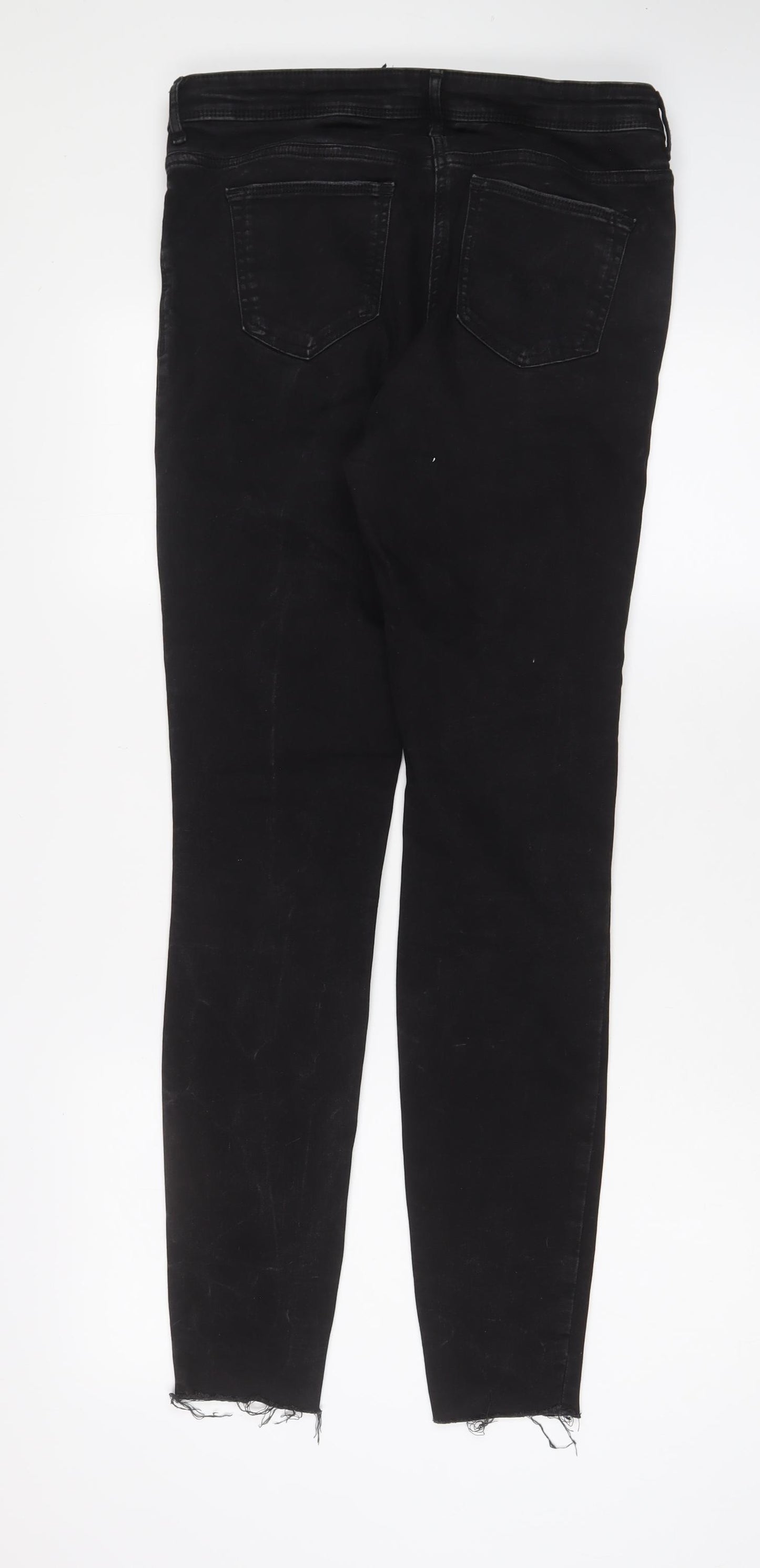 NEXT Womens Black Cotton Skinny Jeans Size 12 L30 in Regular Zip