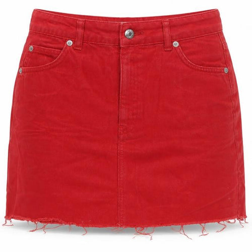 Topshop Womens Red Cotton A-Line Skirt Size 8 Zip