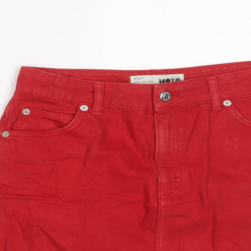 Topshop Womens Red Cotton A-Line Skirt Size 8 Zip