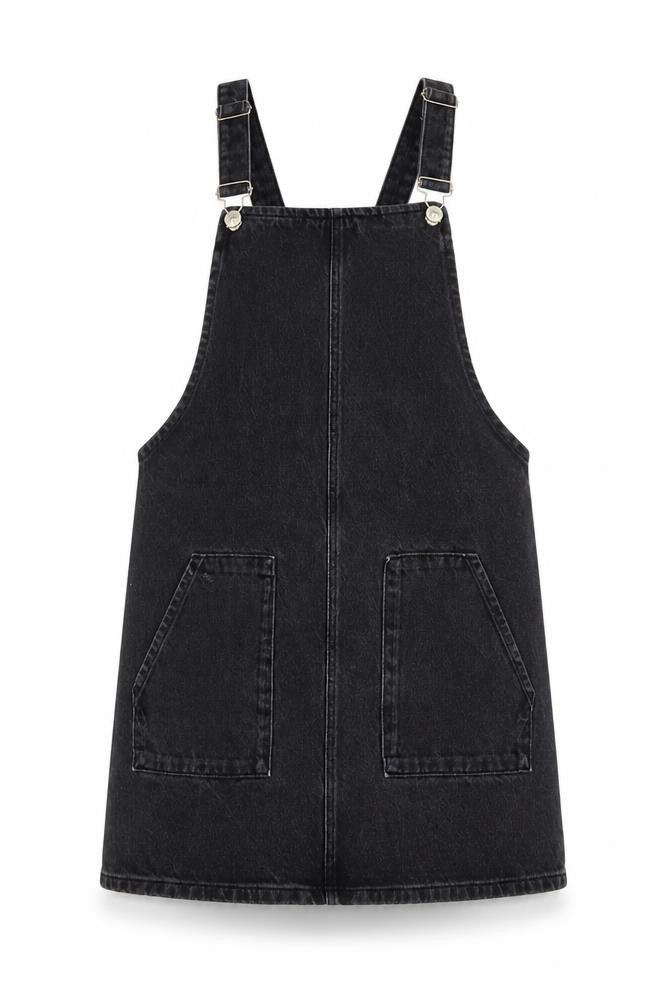Topshop Womens Grey Cotton A-Line Size 12 Square Neck Buckle