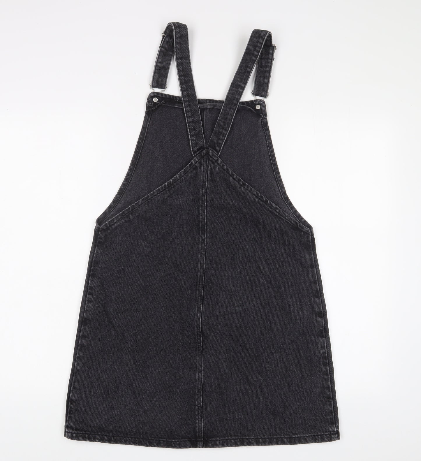 Topshop Womens Grey Cotton A-Line Size 12 Square Neck Buckle