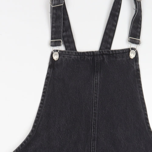 Topshop Womens Grey Cotton A-Line Size 12 Square Neck Buckle