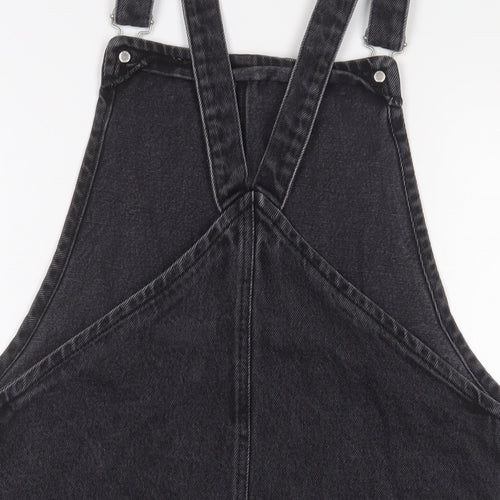 Topshop Womens Grey Cotton A-Line Size 12 Square Neck Buckle
