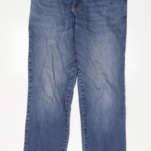 TU Mens Blue Cotton Straight Jeans Size 34 in L30 in Regular Zip - Short Leg, Pockets