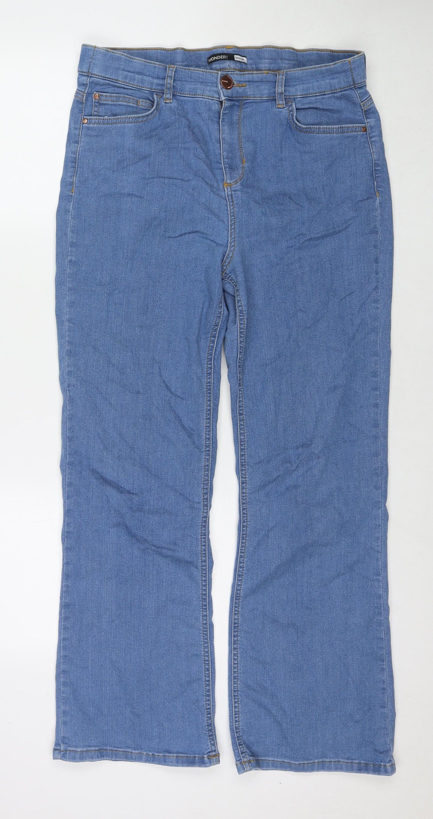 George Womens Blue Cotton Straight Jeans Size 14 L28 in Regular Zip