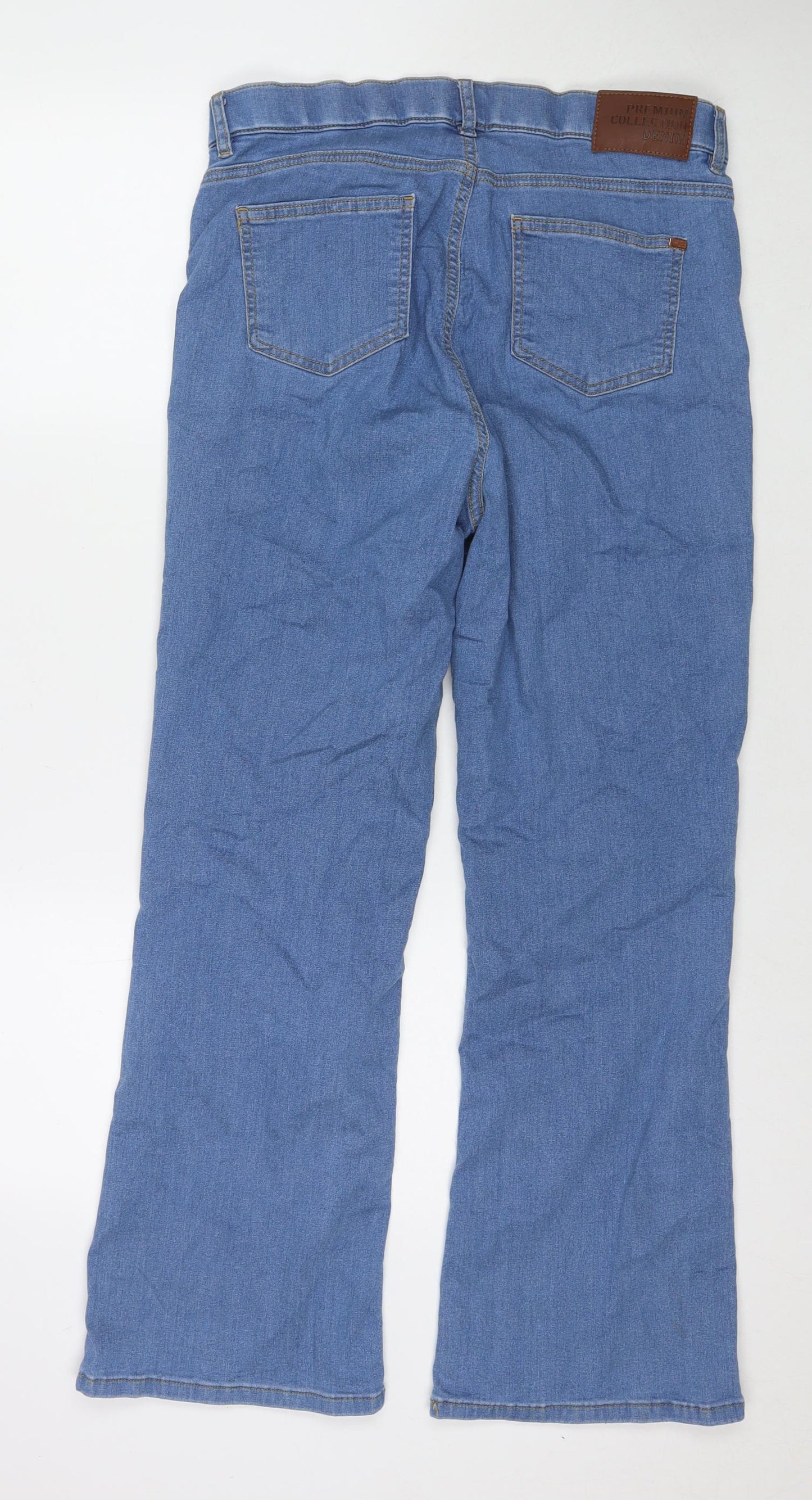 George Womens Blue Cotton Straight Jeans Size 14 L28 in Regular Zip