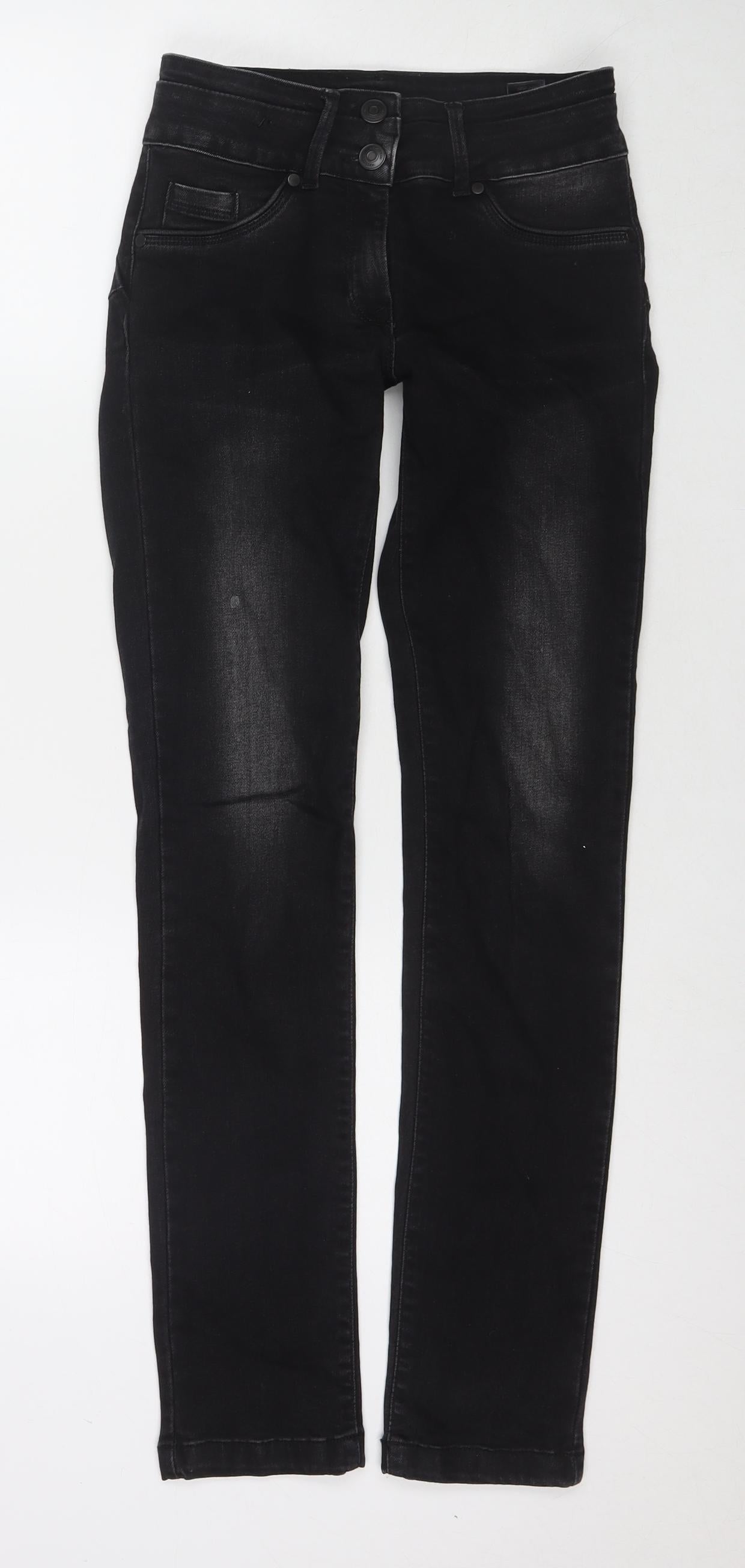 NEXT Womens Black Cotton Skinny Jeans Size 6 L30 in Regular Zip