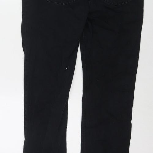 NEXT Womens Black Cotton Straight Jeans Size 14 L30 in Regular Zip