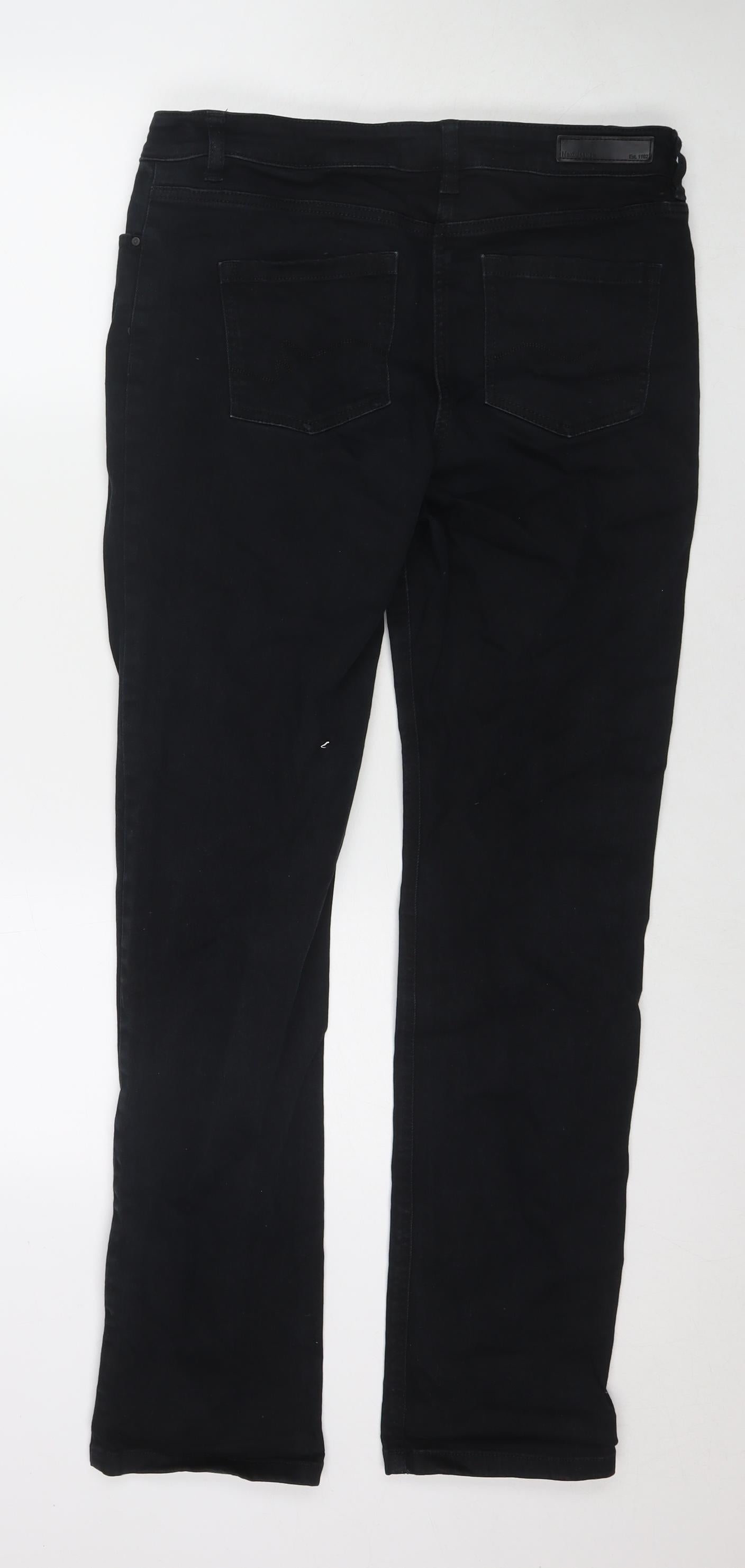 NEXT Womens Black Cotton Straight Jeans Size 14 L30 in Regular Zip