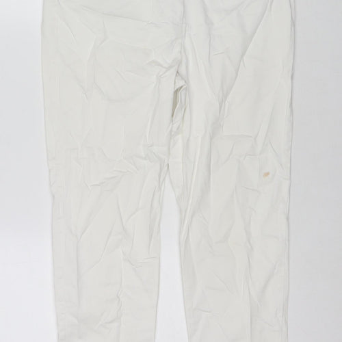 Marks and Spencer Womens White Cotton Chino Trousers Size 10 L23 in Regular Zip