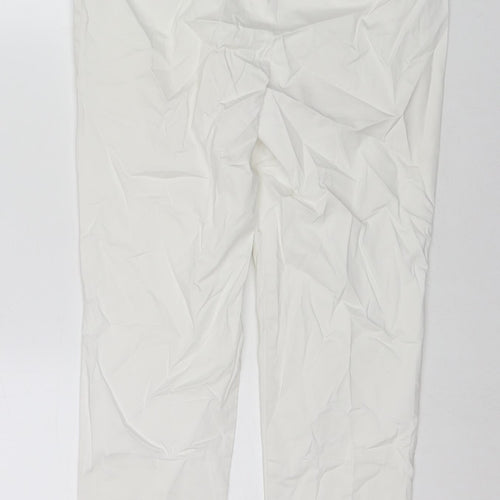 Marks and Spencer Womens White Cotton Chino Trousers Size 10 L23 in Regular Zip