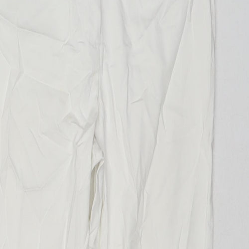 Marks and Spencer Womens White Cotton Chino Trousers Size 10 L23 in Regular Zip