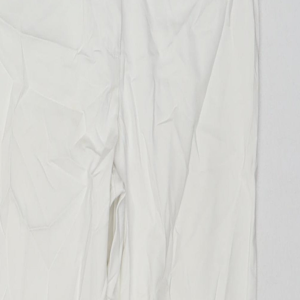 Marks and Spencer Womens White Cotton Chino Trousers Size 10 L23 in Regular Zip